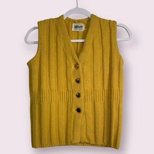 VINTAGE Hedy Knits from California VEST, Gold Buttons, Mustard Color, Small/Med